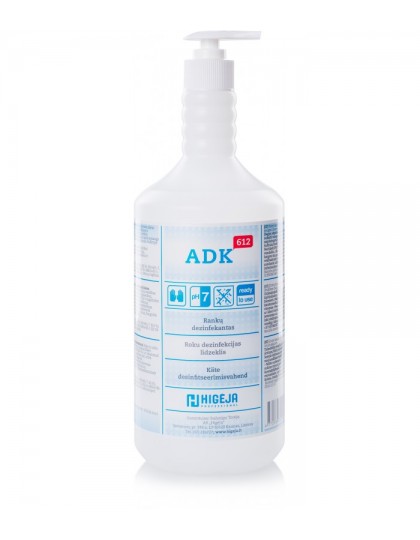Alkoholinė priemonė higieninei rankų ir odos dezinfekcijai, ADK-612, 1 l, (su purškikliu)