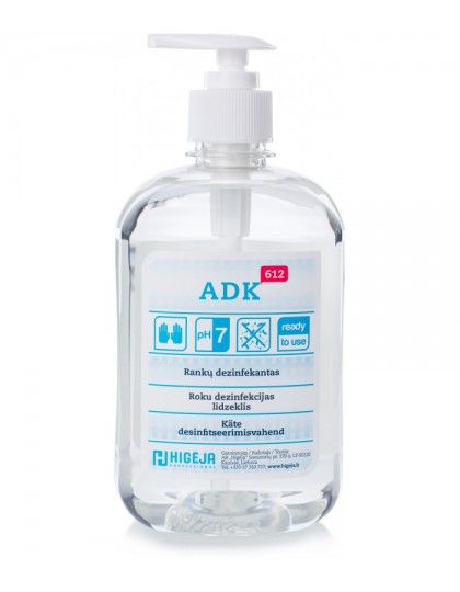 Alkoholinė priemonė higieninei rankų ir odos dezinfekcijai, ADK-612, 500ml (su pompa)