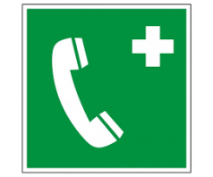 Evakuacinis ženklas fluorasencinis, dydis:150x150mm, Avarinis telefonas
