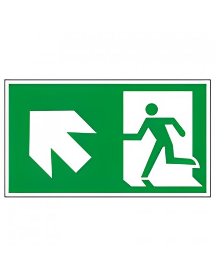 Evakuacinis ženklas fluorasencinis, dydis:150x300mm, Išėjimas lipant laiptais aukštyn į kairę