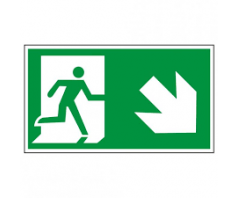Evakuacinis ženklas fluorasencinis, dydis:150x300mm, Išėjimas lipant laiptais žemyn į dešinę
