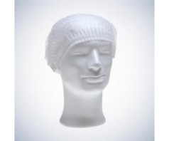 Kepuraitė gofruota CLIP, vienkartinė, su dviem gumytėm kraštuose, pakuotėje 100 vnt., spalva: balta