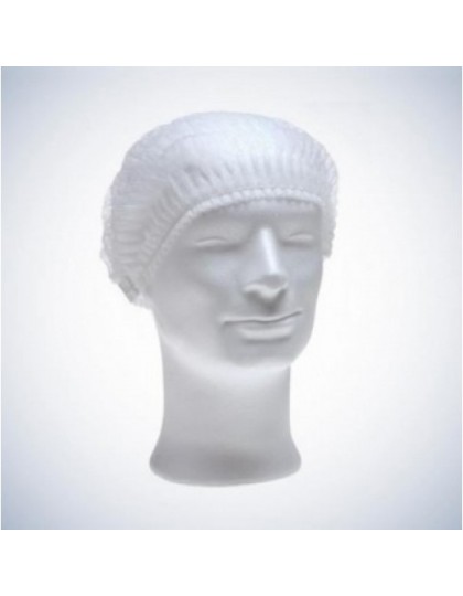 Kepuraitė gofruota CLIP, vienkartinė, su dviem gumytėm kraštuose, pakuotėje 100 vnt., spalva: balta