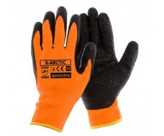 Pirštinės megztos žieminės X-ARCTIC, aplietos lateksu, spalva: oranžinė/juoda