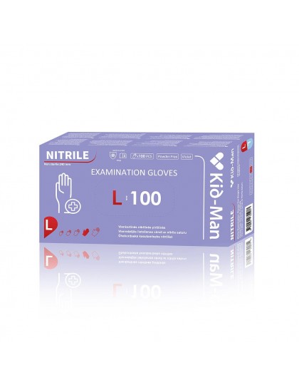 Pirštinės nitrilinės vienkartinės PGV-NIGL100, 100 vnt. pakuotėje, spalva: violetinė