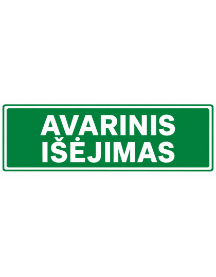 Evakuacinis ženklas fluorasencinis, dydis:150x300mm, Avarinis išėjimas