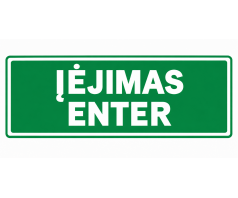 Evakuacinis ženklas fluorasencinis, dydis:130x300mm, Įėjimas/Enter