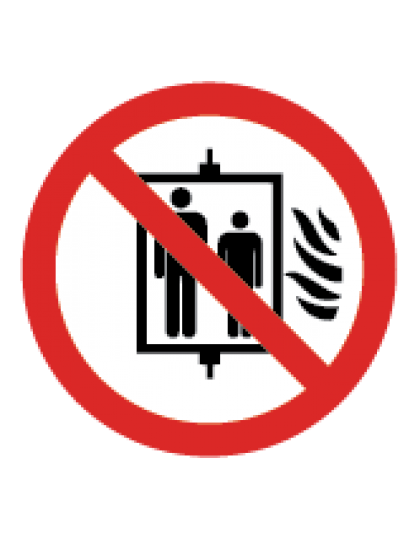 Ženklas draudžiama gaisro metu naudotis liftu