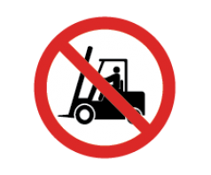 Ženklas draudžiama važiuoti su šakiniu krautuvu ir kitomis pramoninėmis transporto priemonėmis