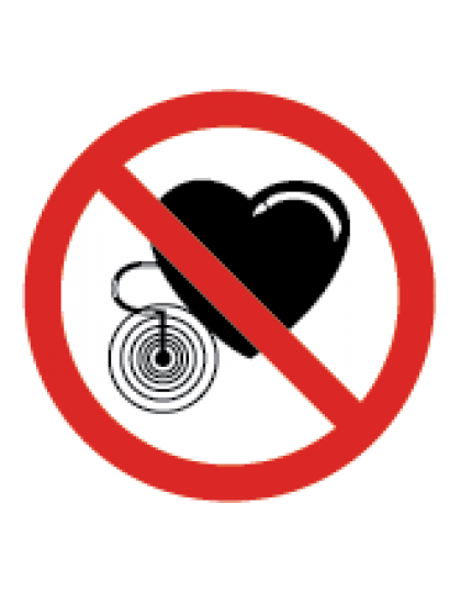 Ženklas draudžiama įeiti asmenims su širdies stimuliatoriais